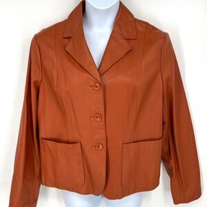 Vintage The Leather Company New York Pumpkin Button Up Jacket Size 4XL